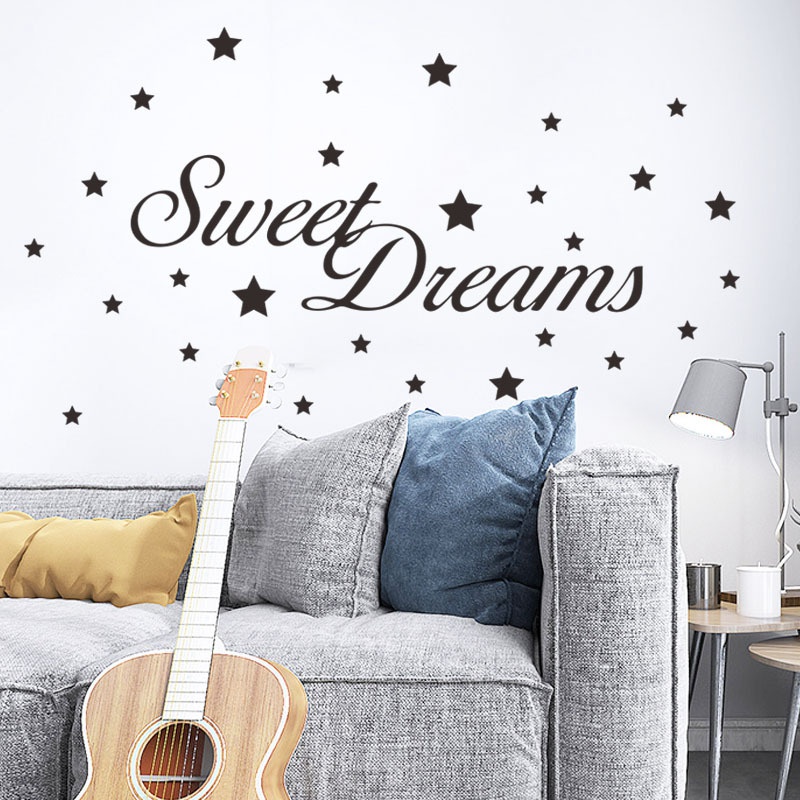 Stiker Dinding Desain Sweet Dreams Star on the Wall Untuk Dekorasi Kamar Tidur