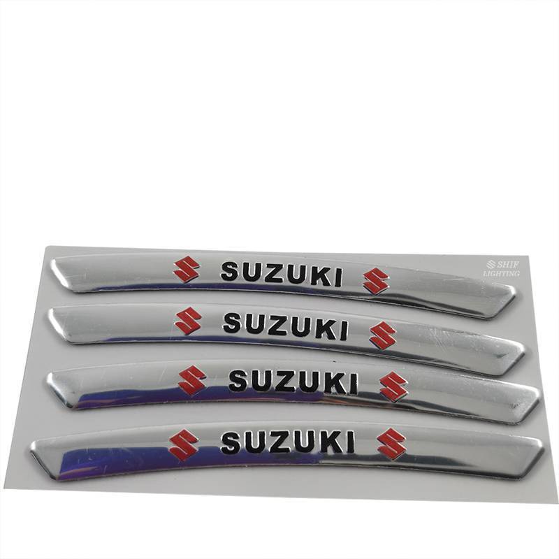 4 x Aluminum SUZUKI Letter Logo Car Auto Wheel Tire Decorative Emblem Badge Sticker Decal SUZUKI