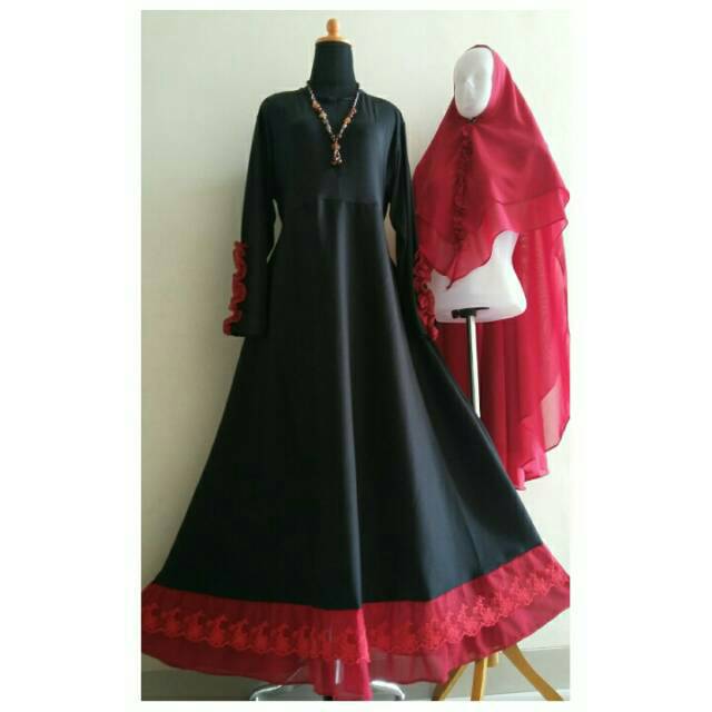Set mostcrepe combi jersey khimar ceruty walimah premium