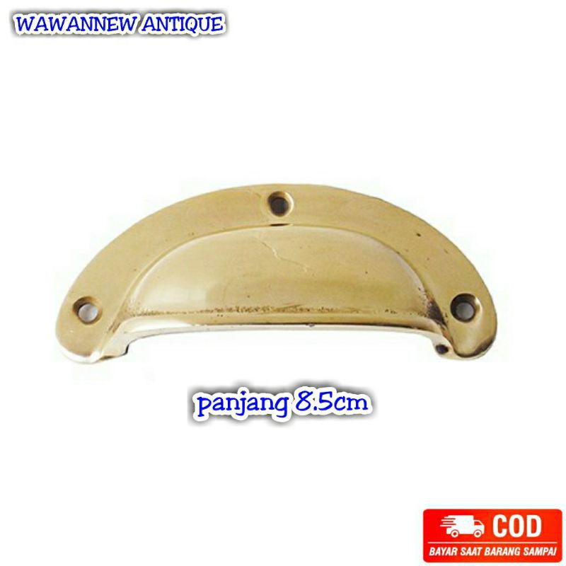 Handle / Tarikan Laci Lemari Kuningan Antik Murah Motif Kerang Polos 8.5cm