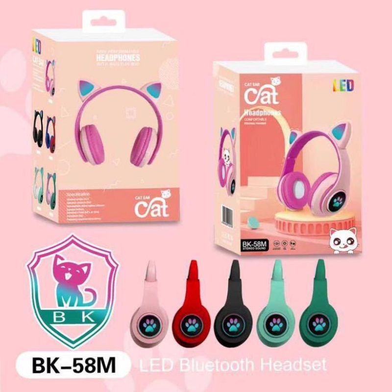 dc88 - Headphones Wireless Bluetooth / Headset Bluetooth Ear Cat LED