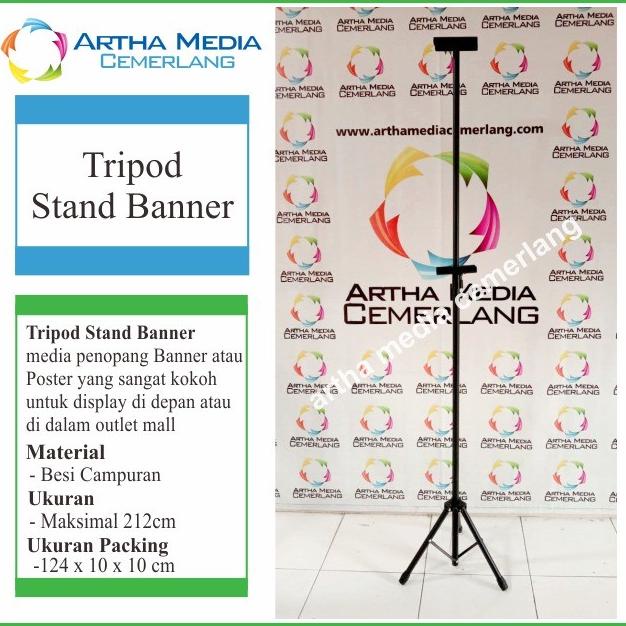 

[[COD]] Tripod Banner Stand 2 Sisi - Hitam / Rangka Tripod Banner TERLENGKAP Kode 576