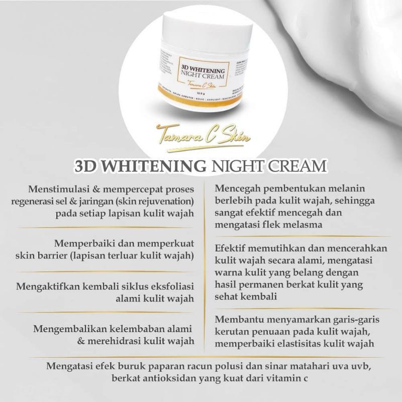 3D WHITENING NIGHT CREAM TAMARA C SKIN CREAM MALAM PEMUTIH