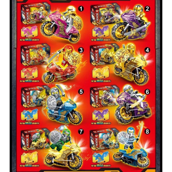 [BEST SELLER] Mainan Anak Action Figure Lego Ninjago Motor + Senjata Minifigure Superhero GG003 Ninj