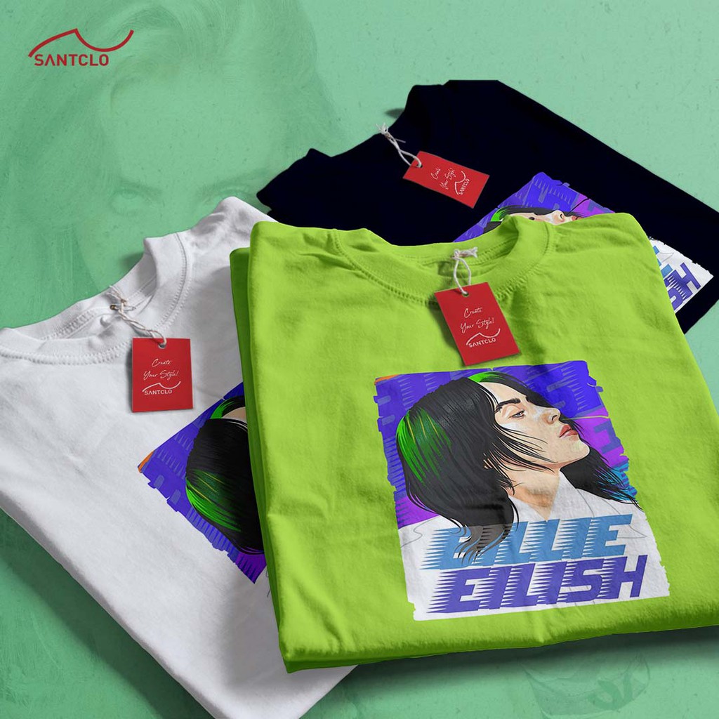 SANTCLO ™ | T-Shirt Billie Eilish 02 | Black / White / Green