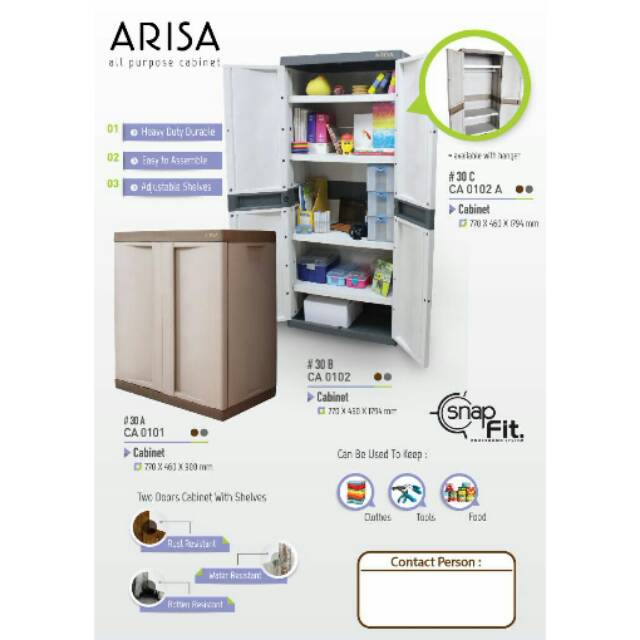 ARISA Lemari Plastik Serbaguna - CA102 /102A lemari 2 pintu
