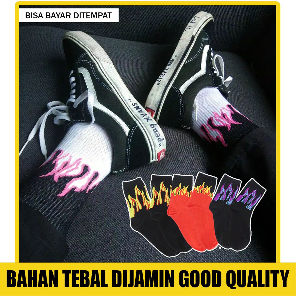 KAOS KAKI ANAK PRIA LAKI LAKI DEWASA PANJANG TEBAL MOTIF API FIRE GOOD QUALITY IMPORT