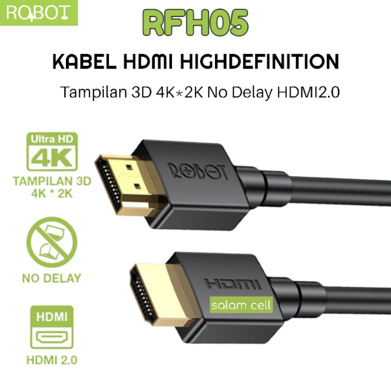 Kabel HDMI 4K 3D ROBOT RFH Round cable untuk HDTV LCD Projector 1m 1.5m 2m 3m 5m Original