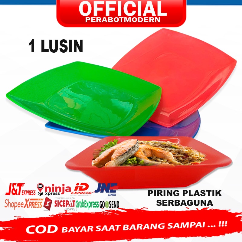 Piring Makan Plastik Warna Set 12 Pcs / Piring Buah / Piring Plastik Serbaguna