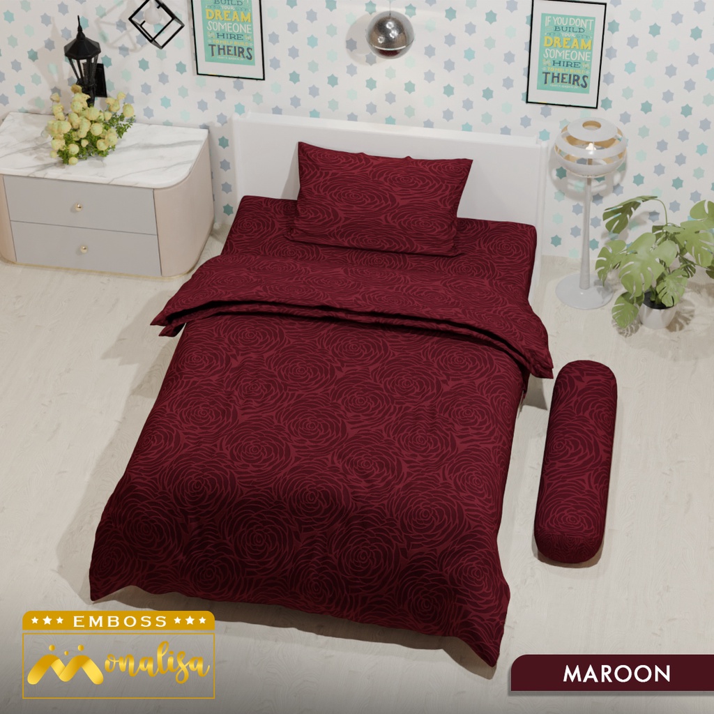 Monalisa Emboss BedCover SET Sprei Uk 100/120 - Maroon