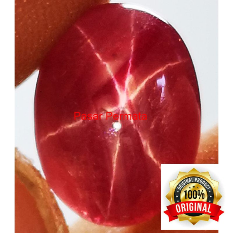 [COD] Natural Cincin Permata Red Ruby Star 6 Rays Tajam