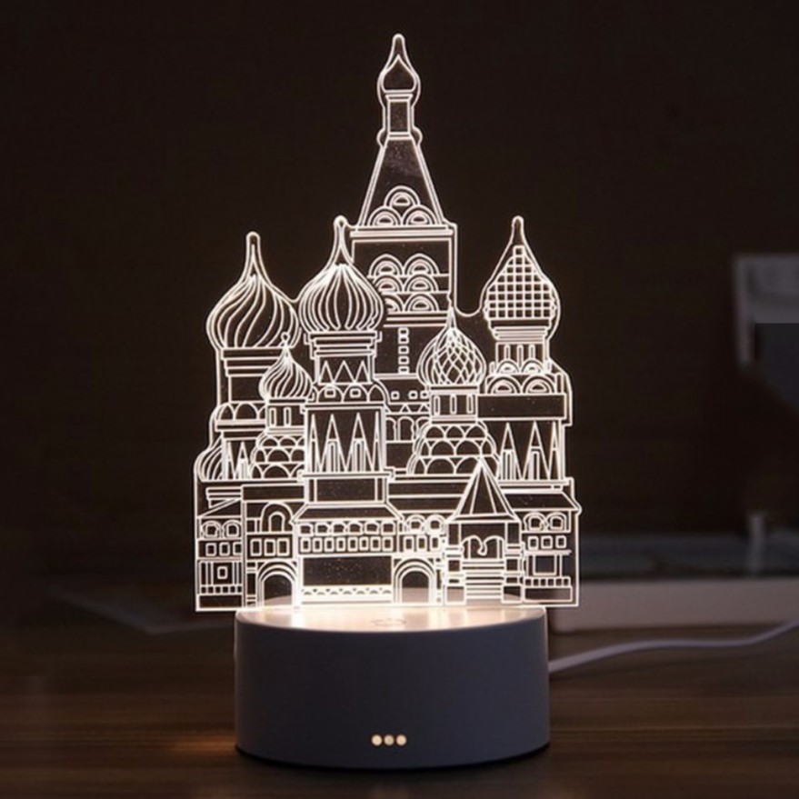 Led Lampu Tidur 3D akrilik 3 Warna Transparan Hiasan Pajangan Tumblr Paris Sarangheo Love Kado hadia