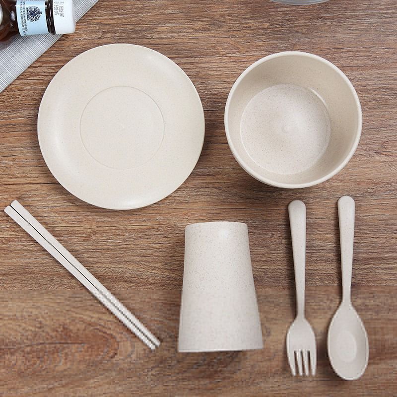 MARKASSHOP66--TERBARU TABLEWARE SET ALAT MAKAN SET JERAMI MANGKOK GELAS SENDOK GARPU