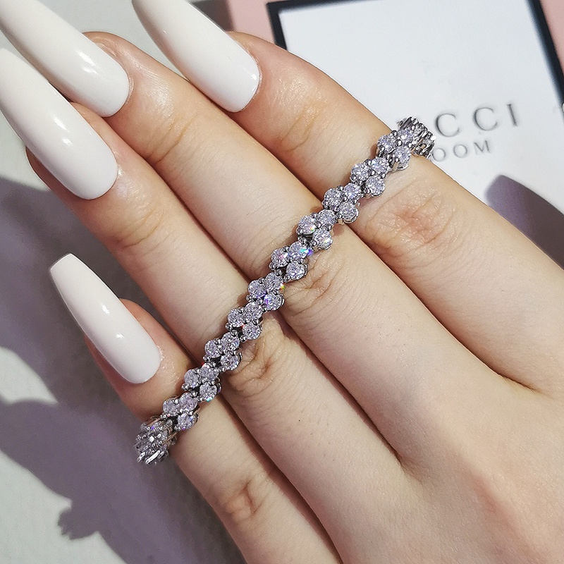 Gelang Tangan Silver Hias Kristal Cubic Zirconia Untuk Wanita 2022