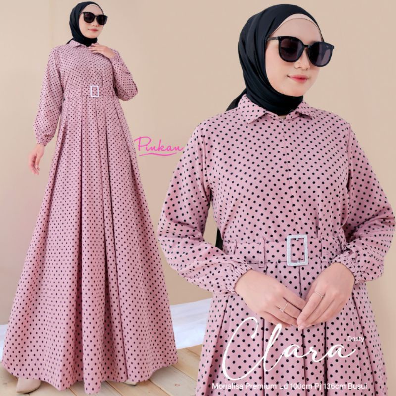 Ania Maxy 14 - LD110 Leher Kerah / Gamis Monalisa Polka Busui / Clara Maxy / R.8 - 238-5977