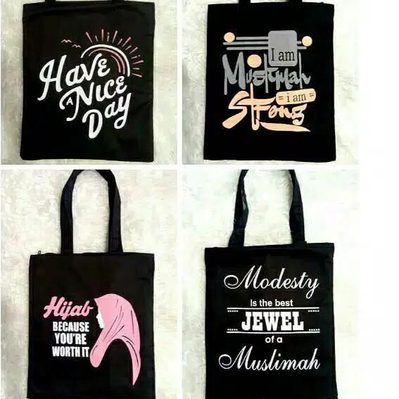 RTD Tas Wanita Totebag Canvas Hijab Muslimah RSB 