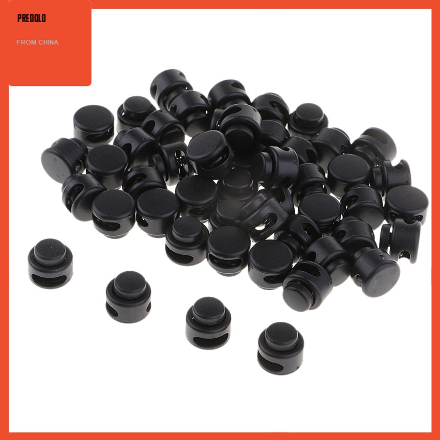 [In Stock] 50pcs Plastic Toggle Spring Stop 2 Hole String Lanyard Luggage Stoppers 13mm