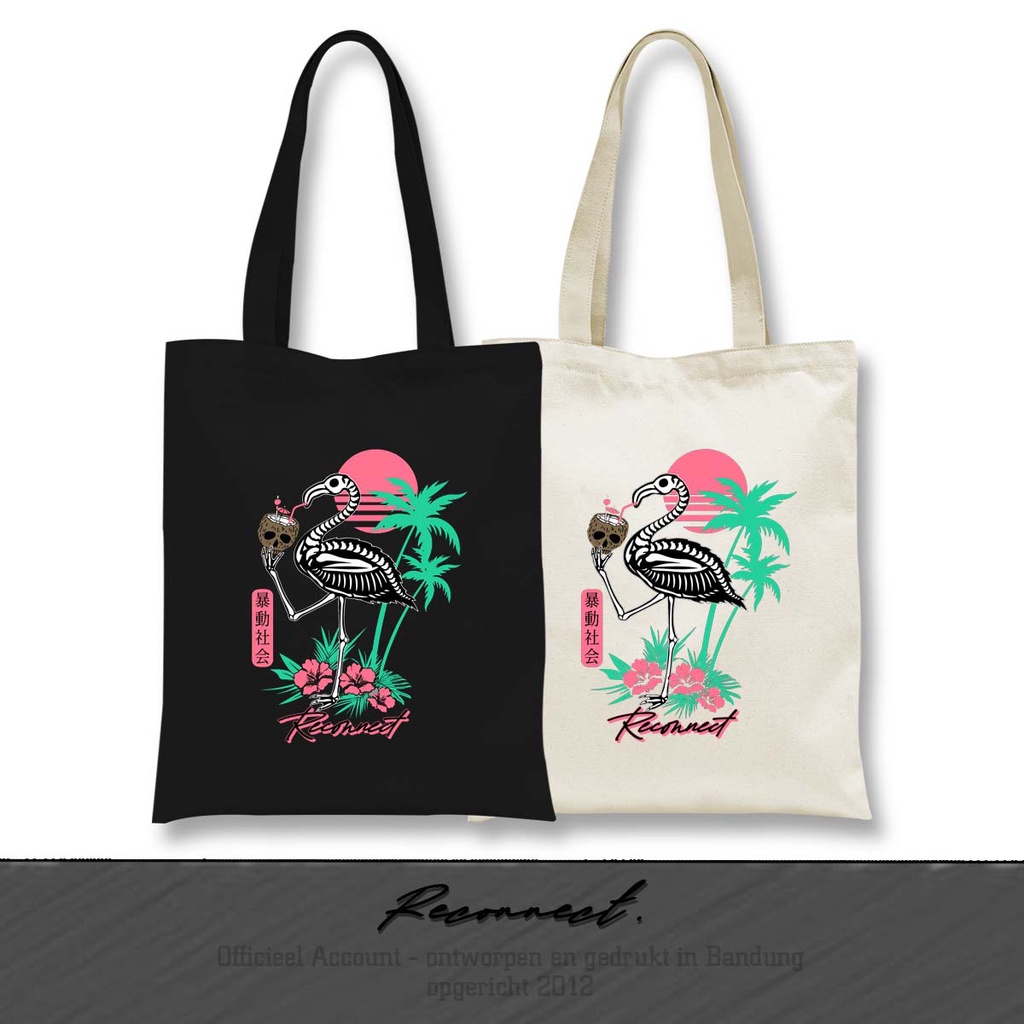 Reconnect Totebag Flamingo Hello Summer - Gratis Tambah Nama