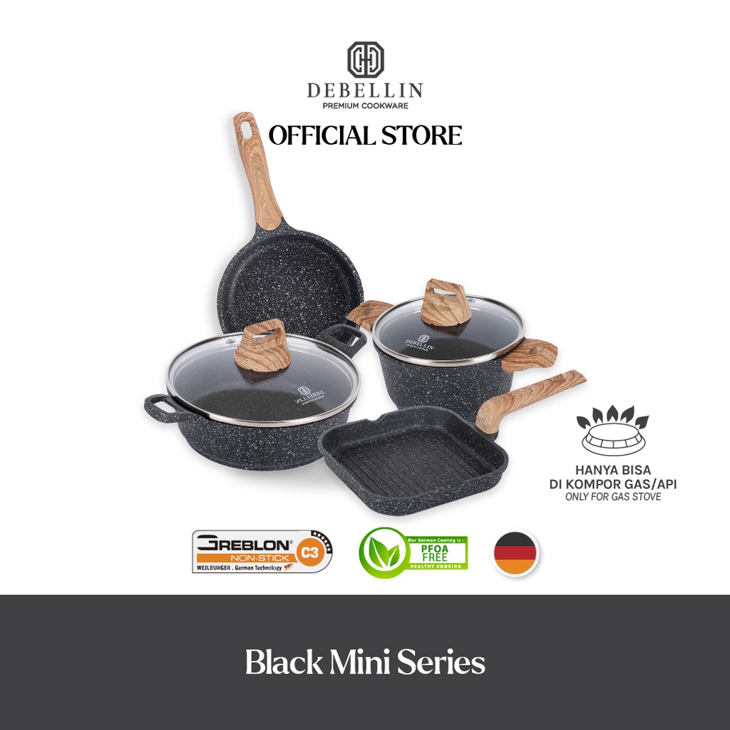 Debellin Premium Cookware Set - Black Mini Cookware Series Of 4 Mpasi