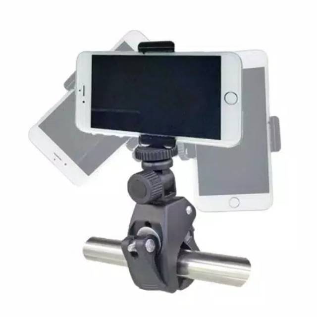 Termurah MEDAN Jepitan HP Clamp Bike Mount + Phone Holder  Action Cam Stang Pipa Multifungsi Handphone