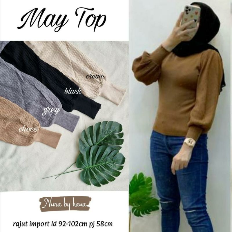 MAY TOP RAJUT IMPORT | ATASAN BLOUSE | FASHION KEKINIAN | ORIGINAL NURA BY HANA