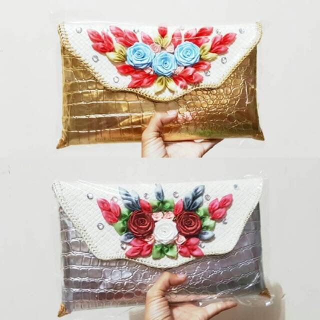 Tas Anyam Pandan,Tas Kulit,Tas anyam pandan bunga kulit, Tas pesta,Tas kondangan,Tas emas,Tas rajut