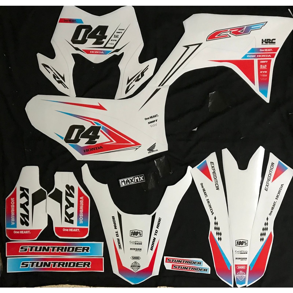 decal stiker crf 150l dekal sticker honda crf  150 custom fullbody putih merah dan putih kuning