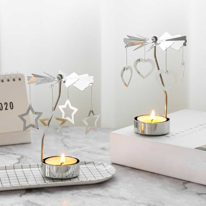 Holder Lilin Warna Silver Gaya Romantis Untuk Dekorasi Natal