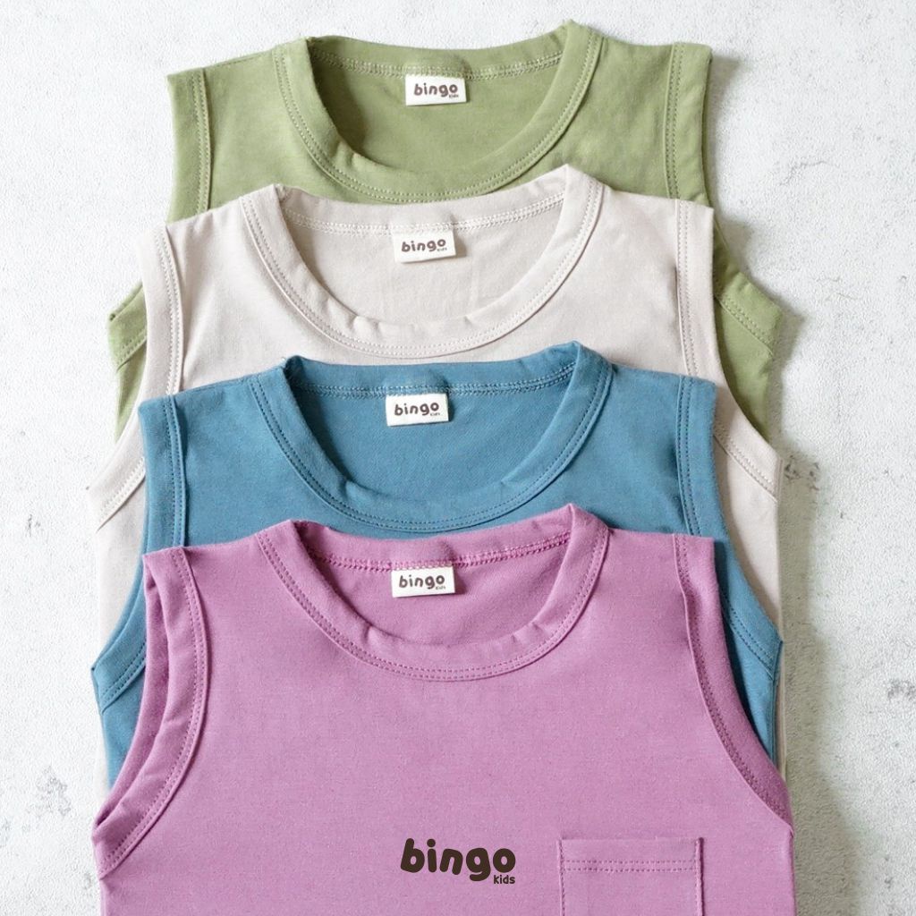 BINGOKIDS | POCKET SLEEVELESS / Kaos Kutung Polos / Singlet Anak Balita 1-5 Tahun        Singlet Polos Anak Laki Perempuan Unisex Bahan Katun Cotton Premium Earth Tone Olive Green Hijau Beige Cream Krem Biru Pink Ungu