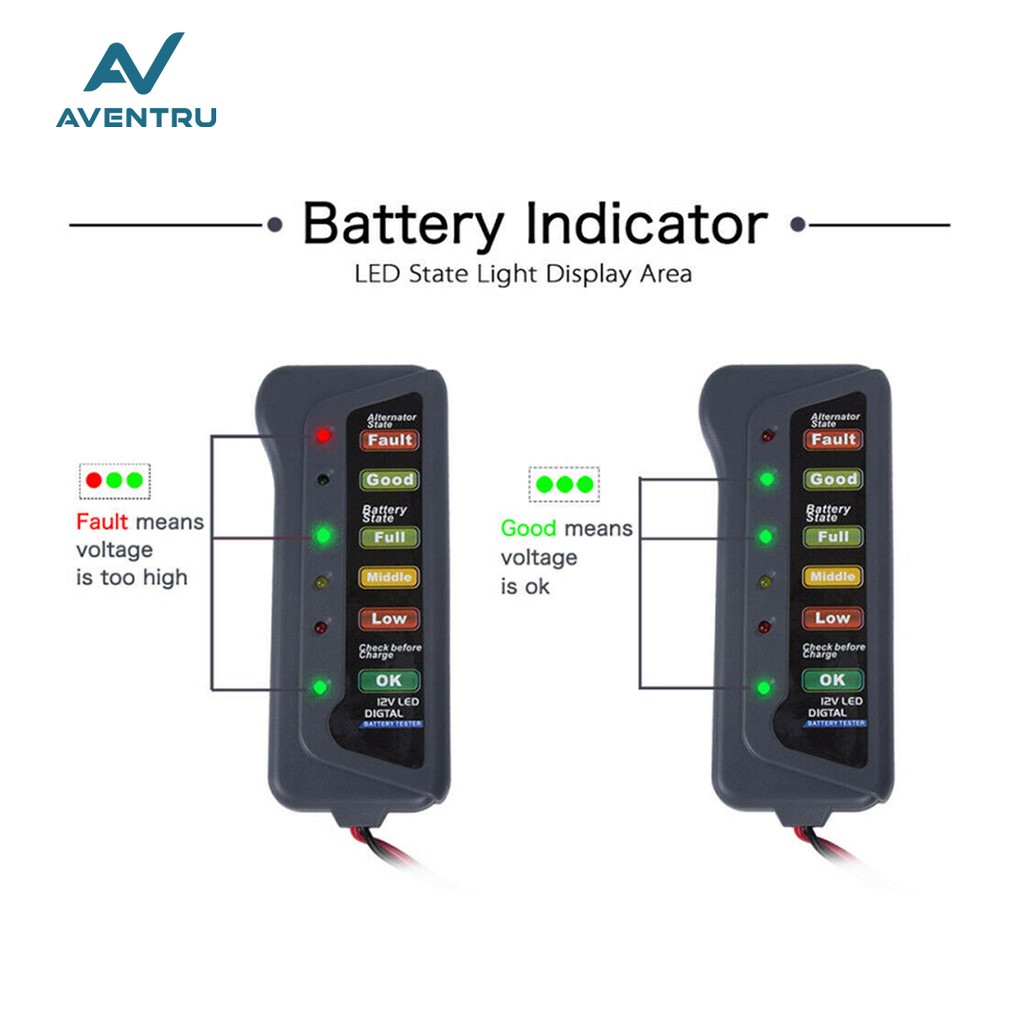 12V Car Battery Tester Digital 6 LED Display Dinamo Aki Motor Mobil