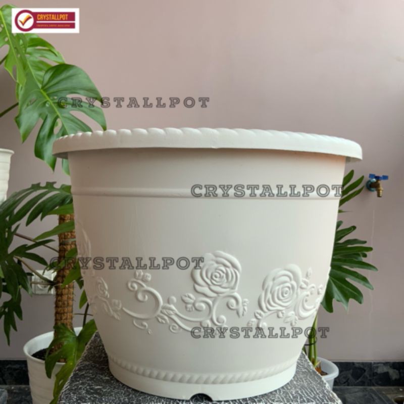 Pot bunga tanaman putih shallom 30cm - bahan tebal