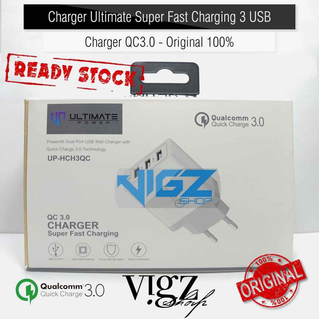 Charger Ultimate Super Fast Charging 3 USB Charger QC3.0 Original