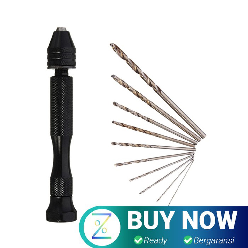 Bor Tangan Manual HSS Twist Drills dengan 10 Mata Bor - 3003 - Black