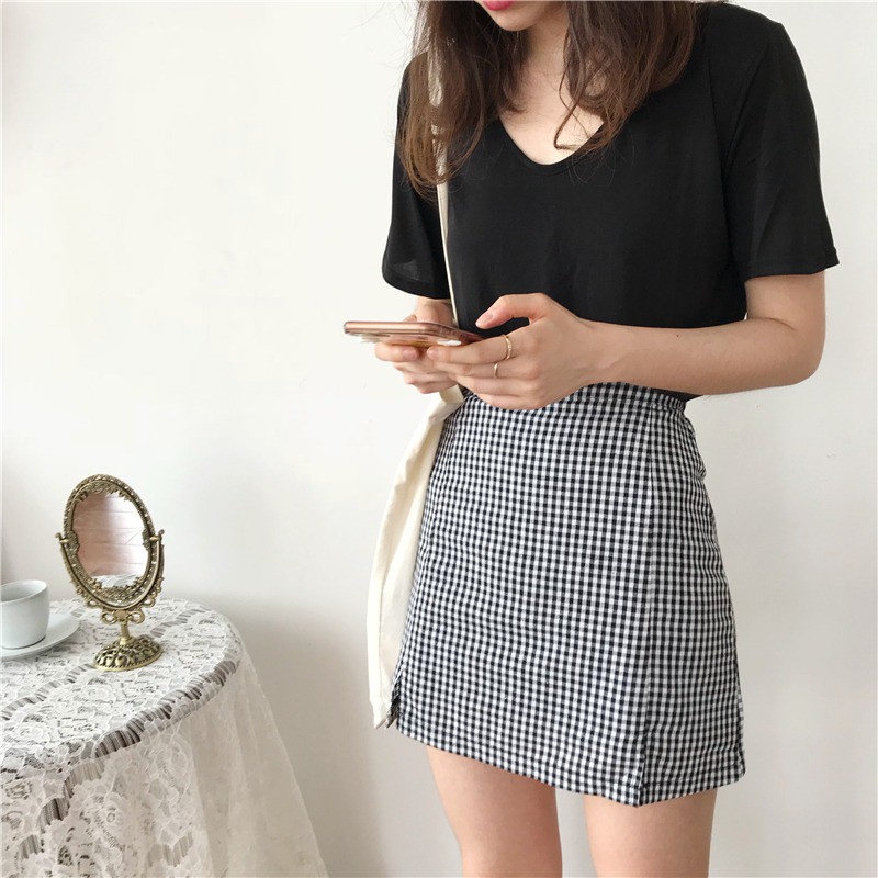 Korean Mini Skirt Plaid Square Rok Pendek Motif Kotak Kotak 1113 (XS-XL)