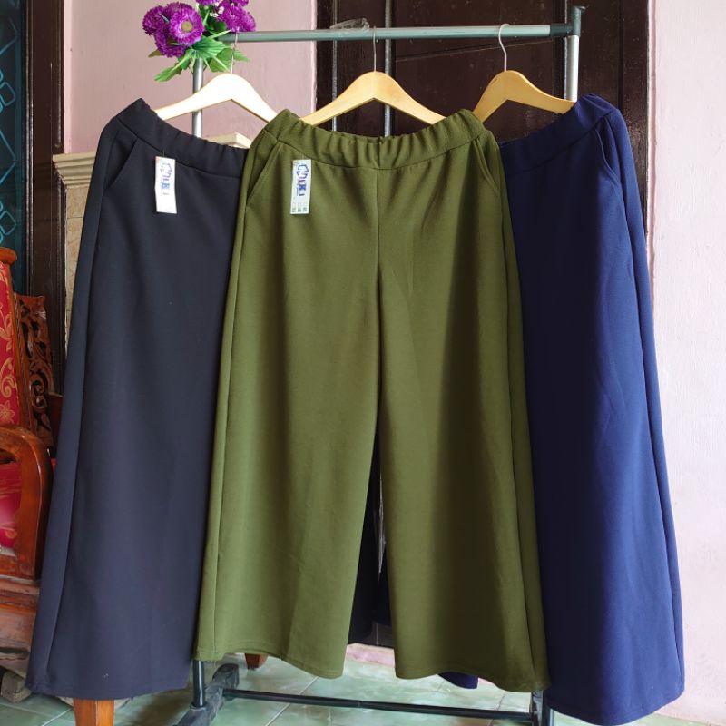 COD✅SIZE JUMBO REMAJA EDISI fit up BB 50 - 99kg / KULOT PAHA &amp; PINGGUL LONGGAR | Crepe Waffle TEBAL &amp; RINGAN celana kulot panjang wanita/santa/bawahan wanita/XXXXL/big size/jumbo/kasual/original