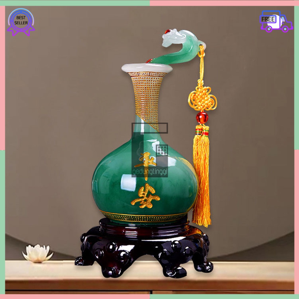 Pajangan Hiasan Patung Imlek Labu Holo Hulu Wu Lou Wulou Pumpkin Gantungan Tassel Matra Mantra Hoki Fengshui Hongshui Rejeki Keberuntungan Botol Gourd Kendi Asli Original Mengusir Pengusir Roh Jahat Rumah Cina Ukuran Besar Sedang Kecil Small Medium Big