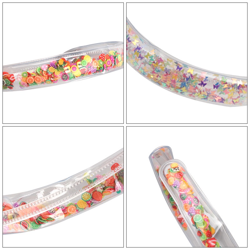 Bando Bahan PVC Hias Glitter Sequin Elastis Non Slip Untuk Aksesoris Rambut Anak Perempuan