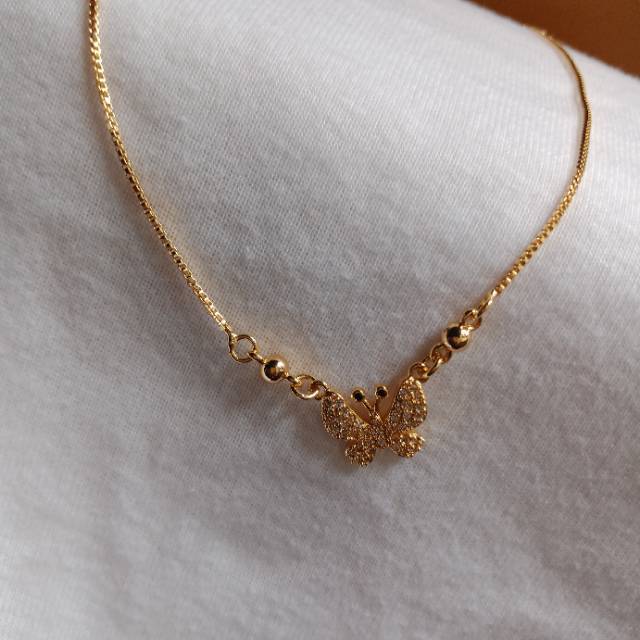 Kalung anak perempuan motif kupu2 berlapis emas 24k best seller gold