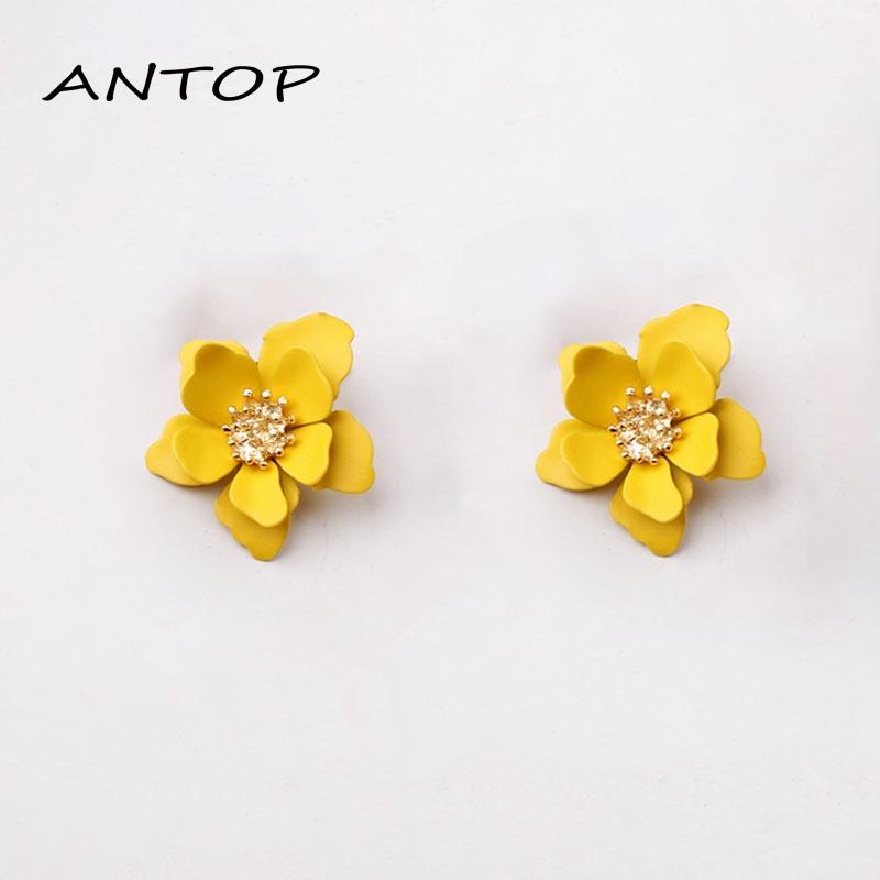 Anting Desain Bunga Frosted Lacquer Natural Serbaguna Untuk Aksesoris