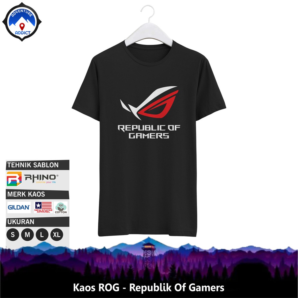 Kaos Gamers ROG - Tshirt Republik Of Gamers - Poliflex Rhinotech - AADC