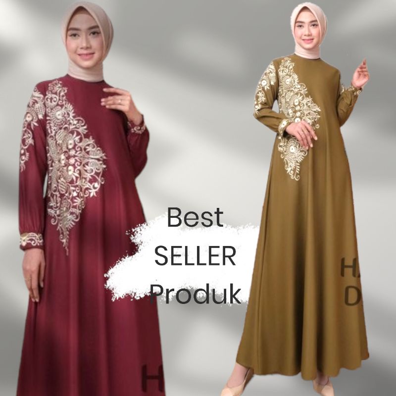 Terbaru  Fashion Muslim Hajrah Dahlia A Line | Gamis Muslimah import Kualitas Premium | Gamis ORI GU