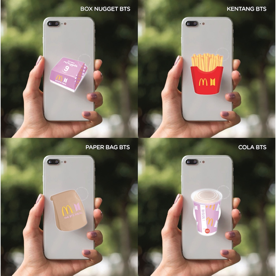 BTS Meal Griptok MCD Mcdonalds Pop Stand Bangtan Merchandise KPOP Idol Phone Grip Acrylic