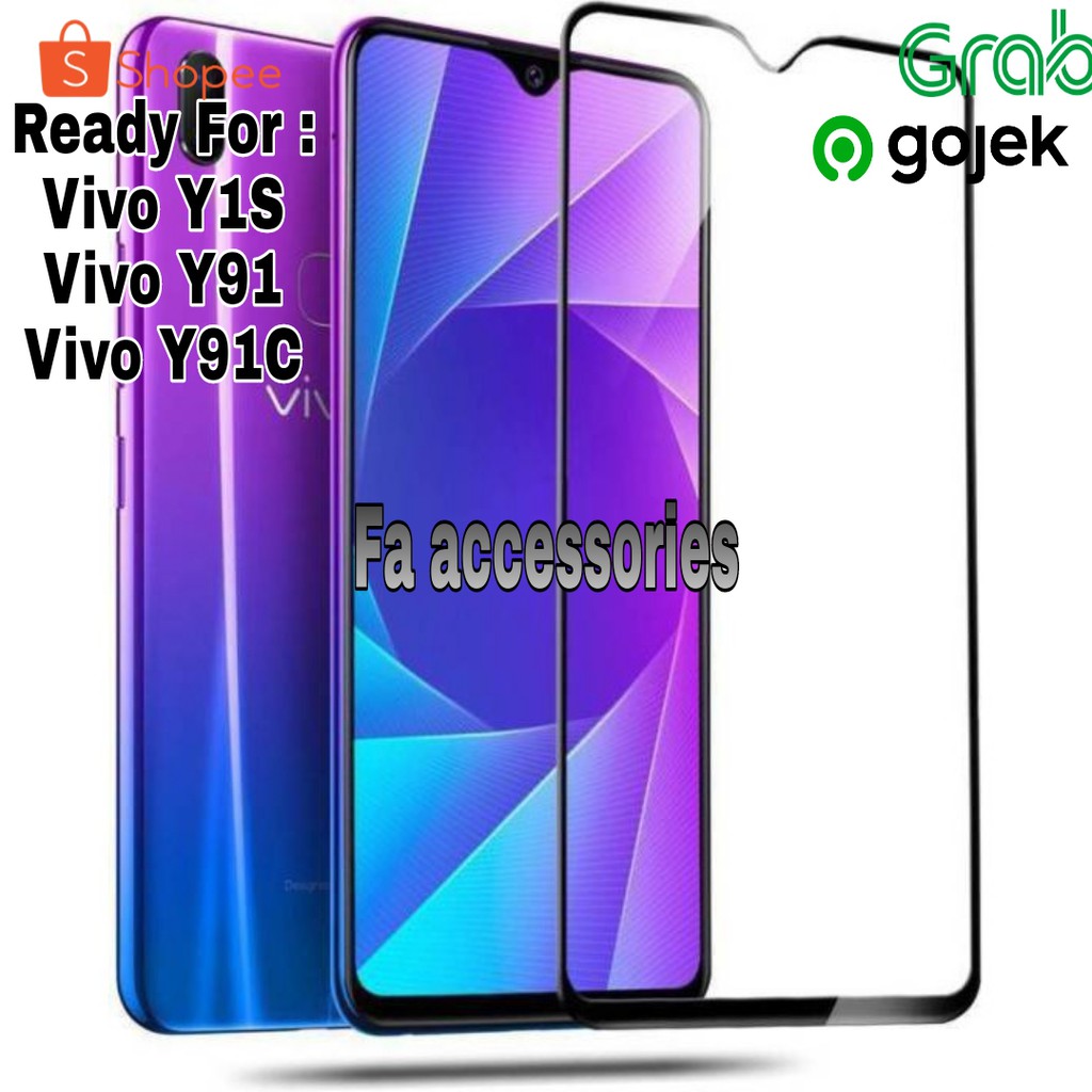 TEMPERED GLASS 5d full lem VIVO Y1S Y91 Y91C HITAM