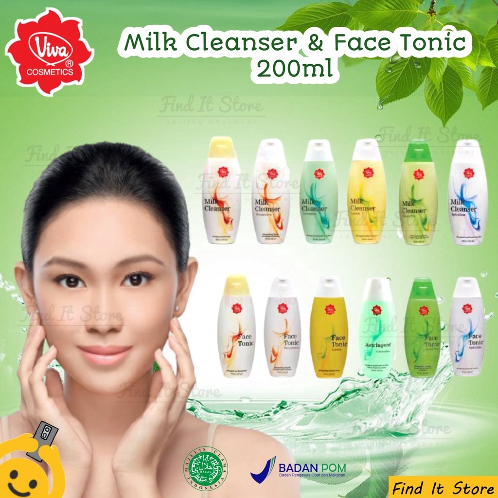 Viva Milk Cleanser Face Tonic | Susu Pembersih Penyegar Toner Wajah | 200ml | BPOM