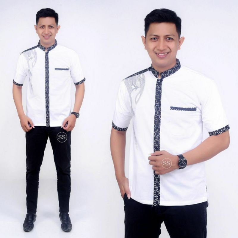 koko arjuna lengan pendek motif kancing depan