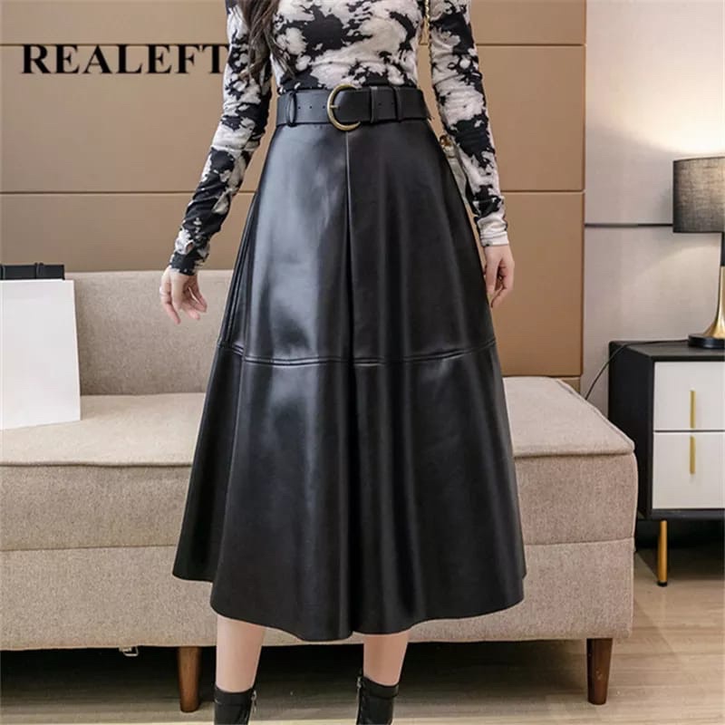 Rok Kulit Wanita /Skirt leather Aline mode