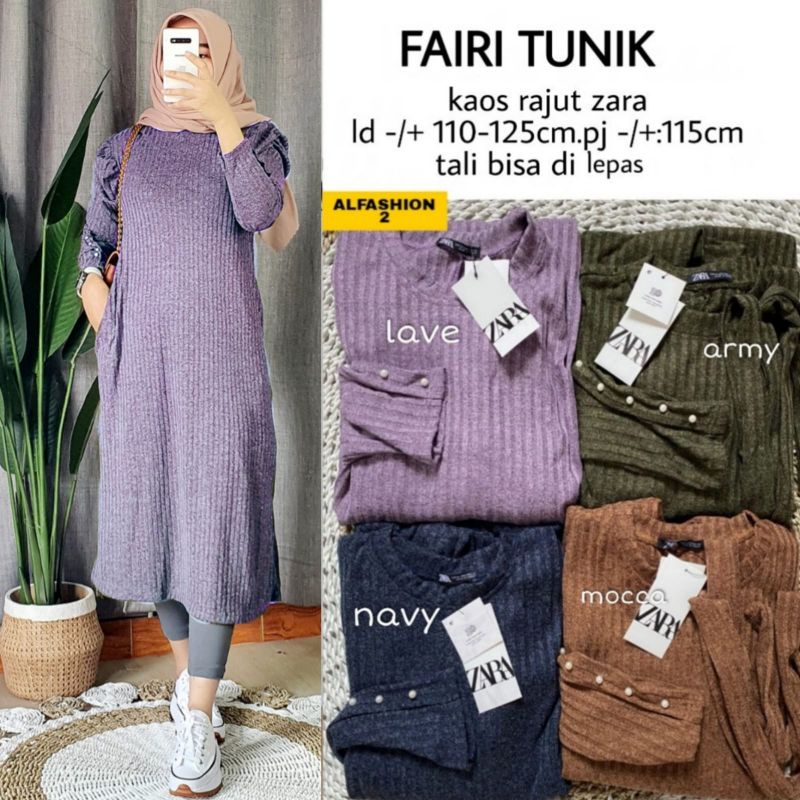 Fairi tunik kaos rajut zara tali lepas pasang alfashion2