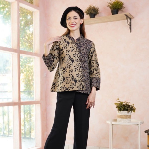 Promo NONA RARA-Vivi sits T1431Baju atasan blouse kerja batik wanita modern - XL Limited