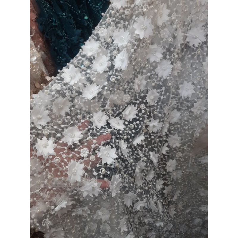 bahan kain tulle 3D gradasi full payet korea