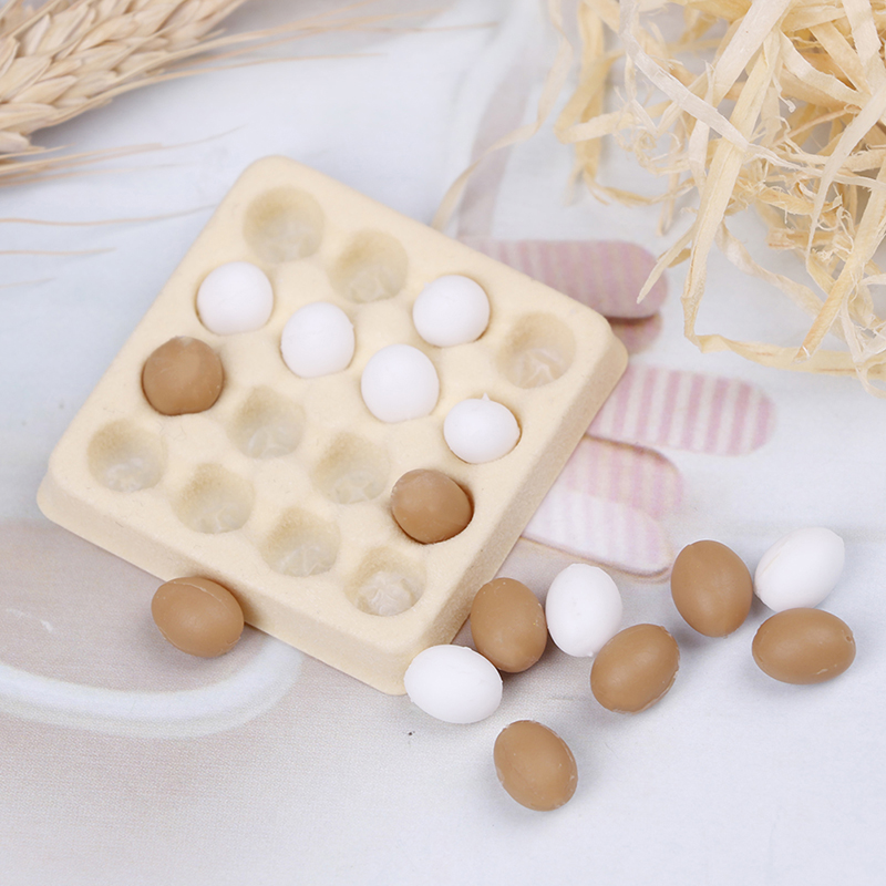 Miniatur Telur Karton Dengan 16pcs Telur Skala 1: 12 Untuk Rumah Boneka
